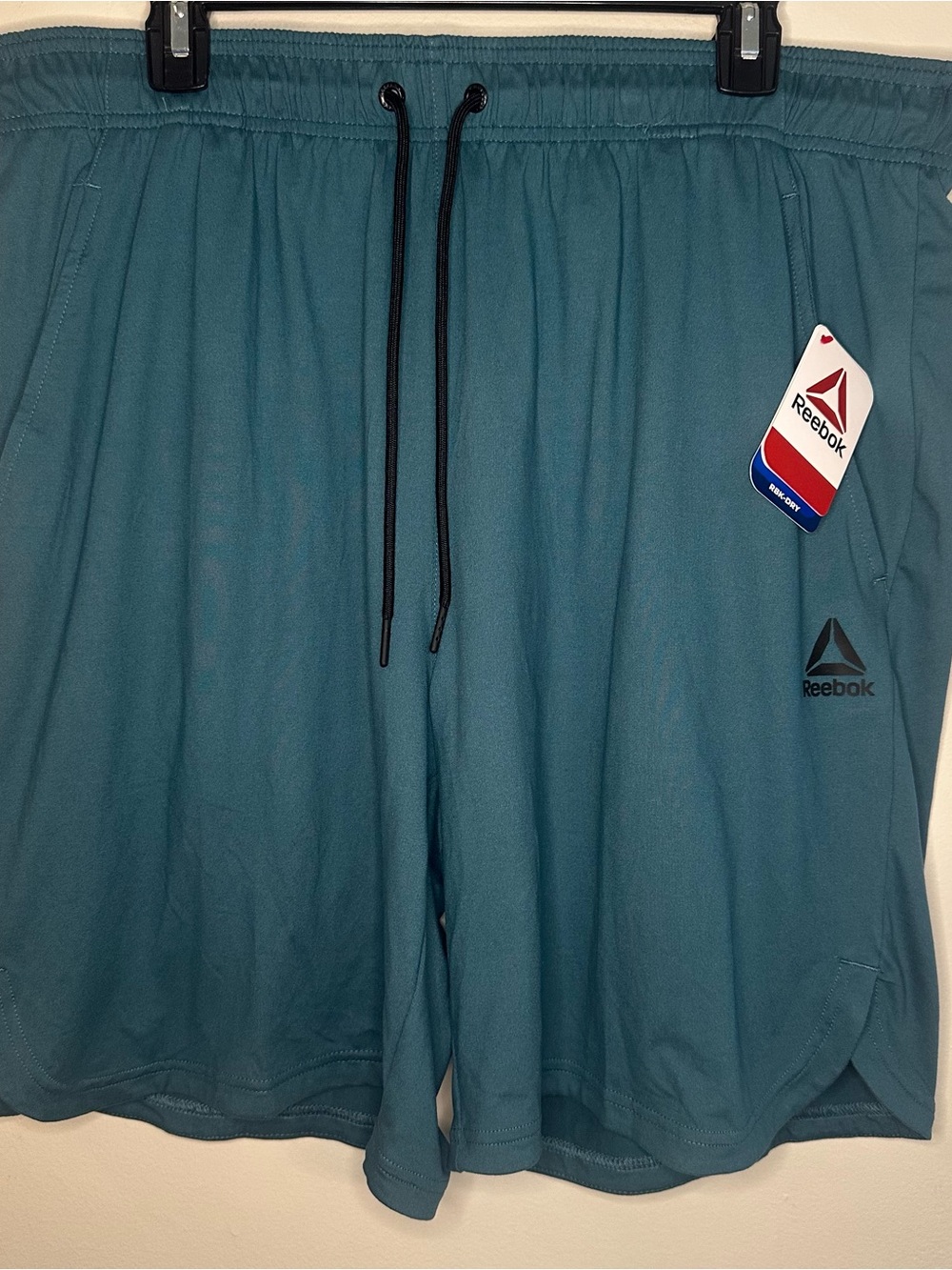 Reebok Mens XL Legacy Core Shorts 9" Inseam Balsam Blue/Green Dri-Fit Logo NEW
